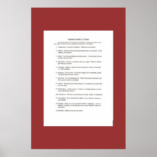 Poster Les 13 vertus de Ben Franklin