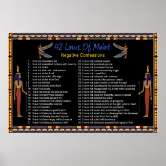 Poster Les 42 Lois De Maat - Confessions Négatives