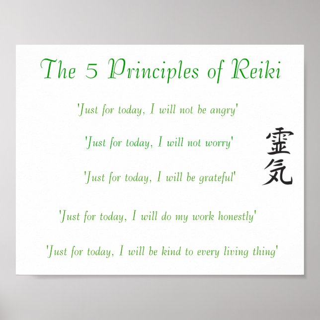 Poster Les 5 principes de l'affiche du Reiki (Devant)