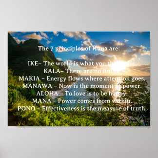 Poster Les 7 principes de l'affiche spirituelle du Huna