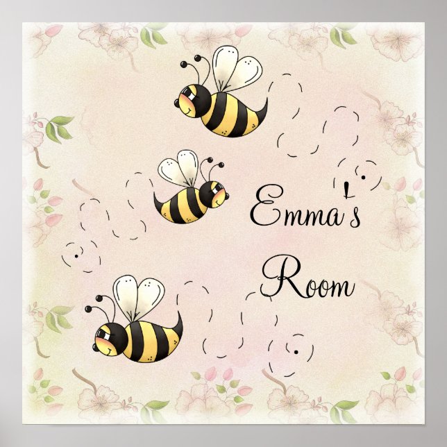 Poster Les abeilles du pays mignons à personnaliser (Devant)