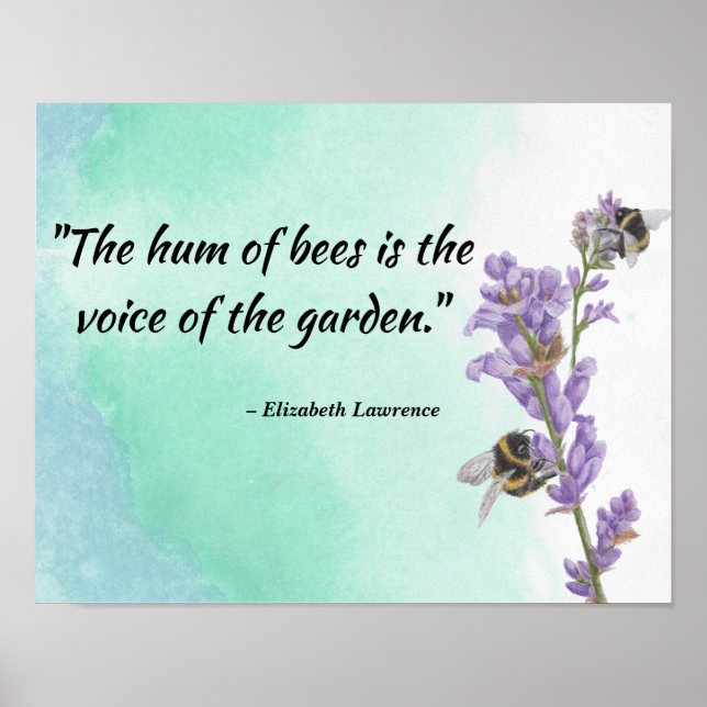 Poster Les abeilles en Lavande avec Citation sur les abei (Devant)