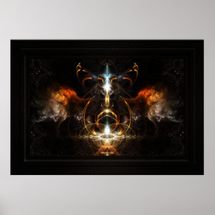 Poster Les ailes de l'art fractal du feu par Xzendor7