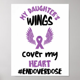 Poster Les Ailes de ma fille Ruban Violet Sensibilisation