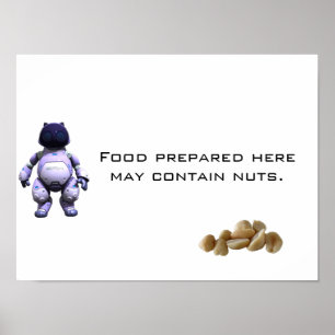 Poster Les aliments préparés ici peuvent contenir des noi