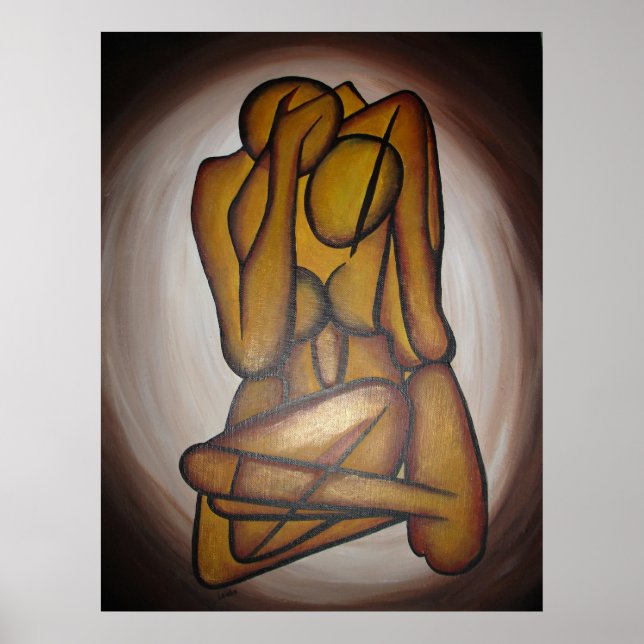 Poster Les Amateurs Abstraits Art Contemporain En Ocre Et (Devant)