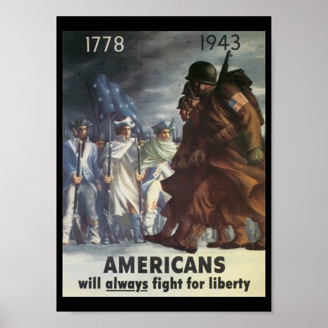 Poster Les Américains combattent la Seconde Guerre mondia (Devant)