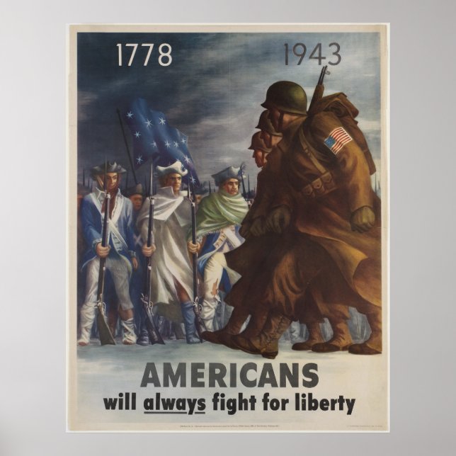 Poster Les Américains Lutteront Toujours Pour La Liberté (Devant)