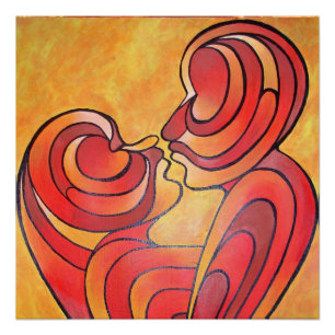 Poster Les Amoureux Embrassent Et Leurs Corps Forment Un 