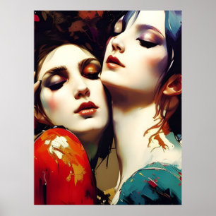 Poster Les amoureux s'embrassent