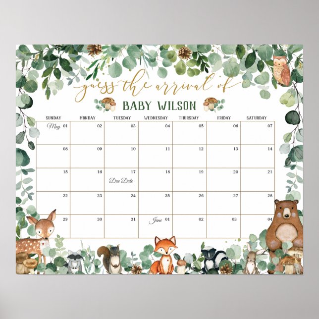 Poster Les animaux des bois Guess Baby's Arrival Birth Ga (Devant)