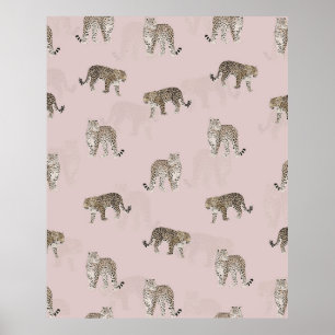 Poster Les animaux léopards de la jungle moderne Motif ro