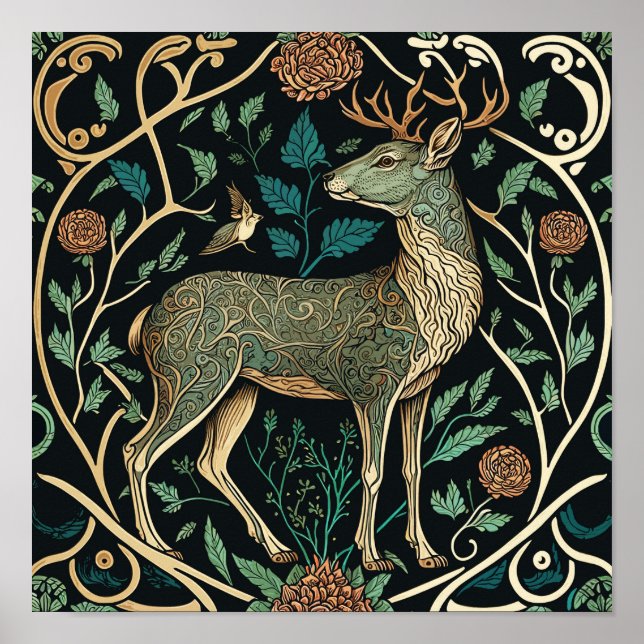 Poster Les animaux sauvages vivent dans une forêt, les ce (Devant)