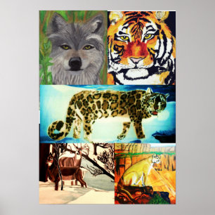 POSTER LES ANIMAUX SONT DE BELLES PHOTOS DE COLLAGE