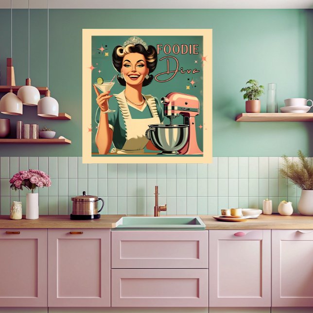 Poster les années 50 style bande dessinée drôle foodie di (Créateur téléchargé)