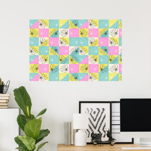 Poster les années 70 vintage couleur à damiers motif de f