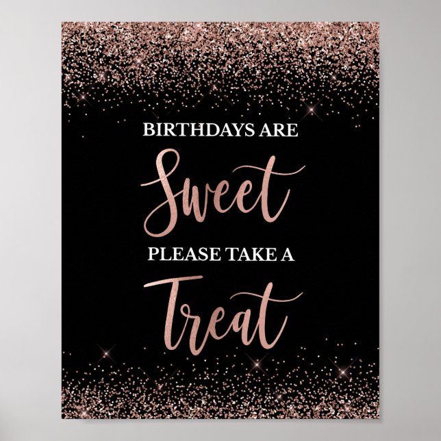 Poster Les anniversaires sont Rose doux Or & Black Party  (Devant)