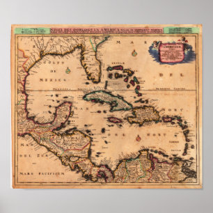 Poster Les Antilles Danckerts, Cornélius 1680