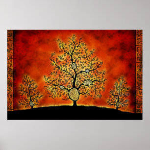 Poster Les arbres avec des labyrinthes