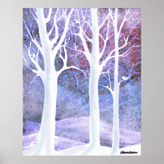 Poster Les arbres d'hiver neigeux