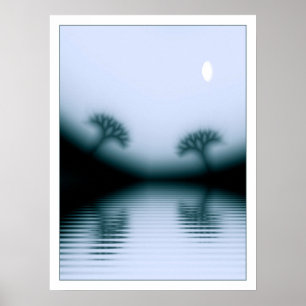 Poster Les arbres et le lac Lune