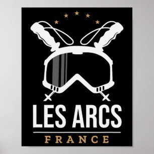 Poster Les Arcs France Station de ski Ski Vintage Snowboa