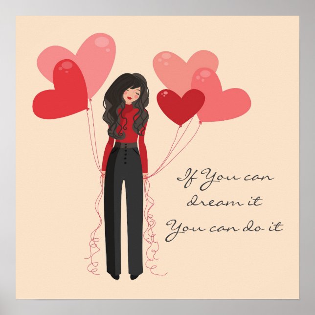 Poster Les ballons citent rêve il le faire inspirant (Devant)