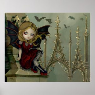 Poster Les battes dans l'art féerique gothique de beffroi