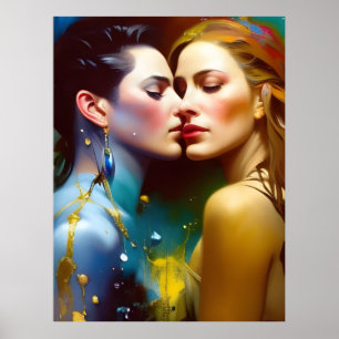 Poster Les Beaux Amateurs Lesbiens Peinture Colorée