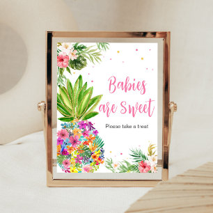 Poster Les bébés ananas floraux tropicaux sont doux