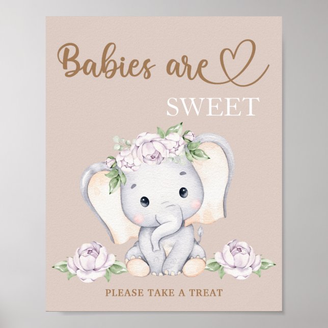 Poster Les bébés baby showers éléphants sont doux prendre (Devant)