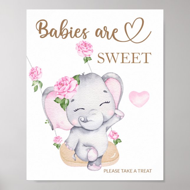 Poster Les bébés baby showers éléphants sont doux prendre (Devant)