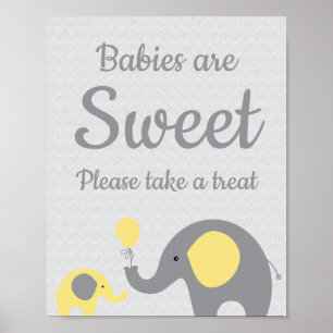Poster Les bébés éléphants jaunes sont doux Prenez un sig