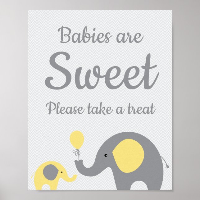 Poster Les bébés éléphants jaunes sont doux Prenez un sig (Devant)