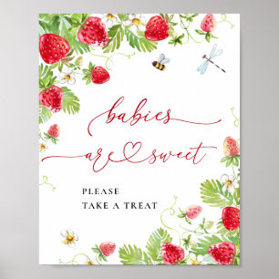 Poster Les bébés fraises à la mode sont Baby showers doux