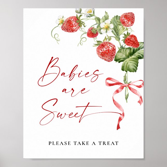 Poster Les bébés fraises à la mode sont Baby showers doux (Devant)