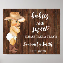 Poster Les bébés sont doux prendre un gâteau Baby shower 