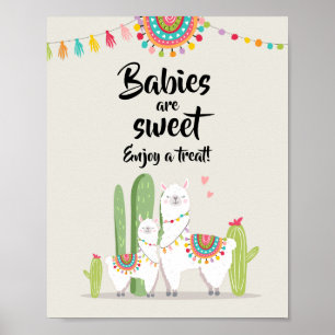 Poster Les bébés sont doux Signe de Baby Shower de Lama d