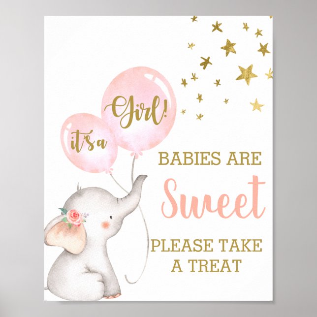 Poster Les bébés sont doux signe d'éléphant rose (Devant)