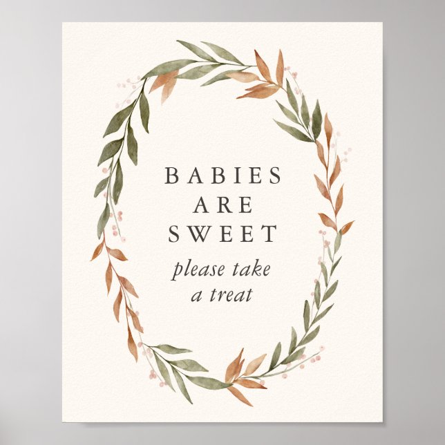 Poster Les Bébés Sont Sucré Élégant Baby shower de gerbe  (Devant)