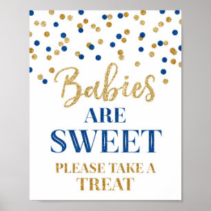 Poster Les bébés sont Sweet Sign Gold Dark Blue Confetti