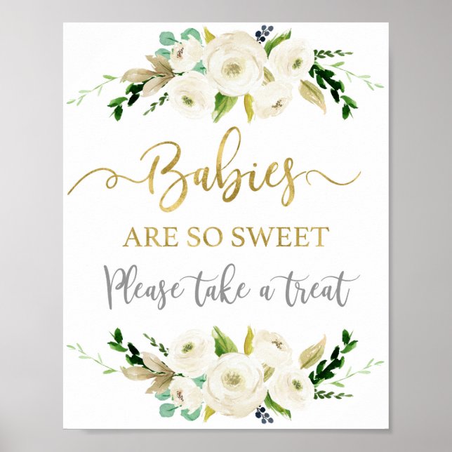 Poster Les bébés sont un signe baby shower doux (Devant)
