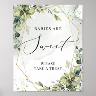 Poster Les bébés verdoyants sont doux signe or boho géomé