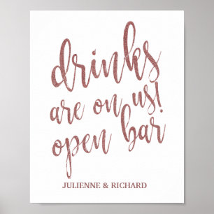 Poster Les boissons sont à notre compte ! Panneau Bar Ros