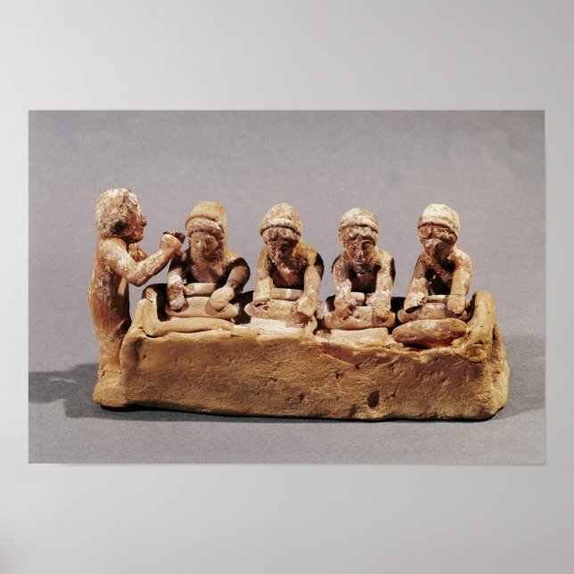 Poster Les boulangers pétrissent la pâte à Thèbes (Devant)