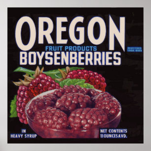 Poster Les Boysenberries de l'Oregon des années 1940 peuv