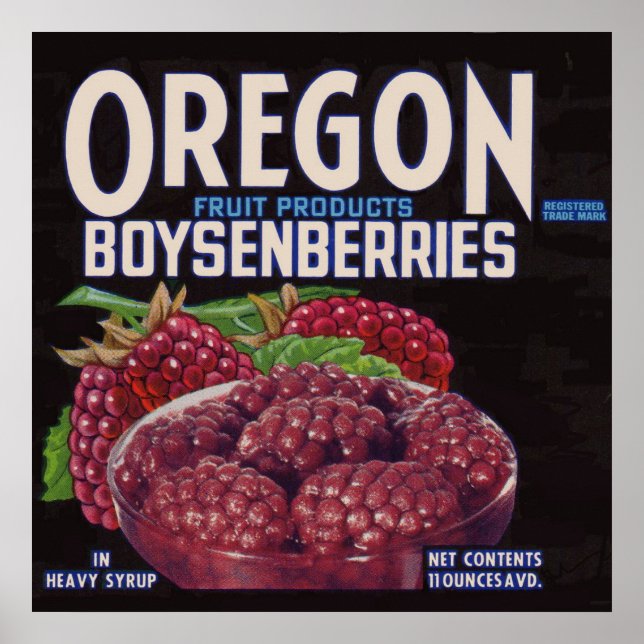 Poster Les Boysenberries de l'Oregon des années 1940 peuv (Devant)