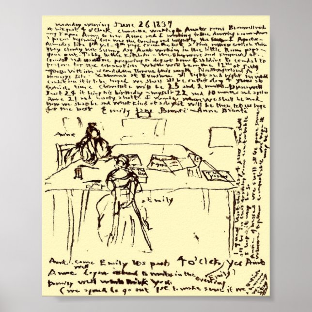 Poster Les Brontes ~ Papier journal d'Emily & Anne restau (Devant)