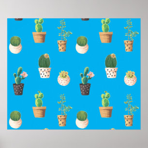 Poster Les cactus succulents du désert vert dans les pots