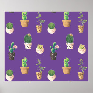 Poster Les cactus succulents du désert vert dans les pots